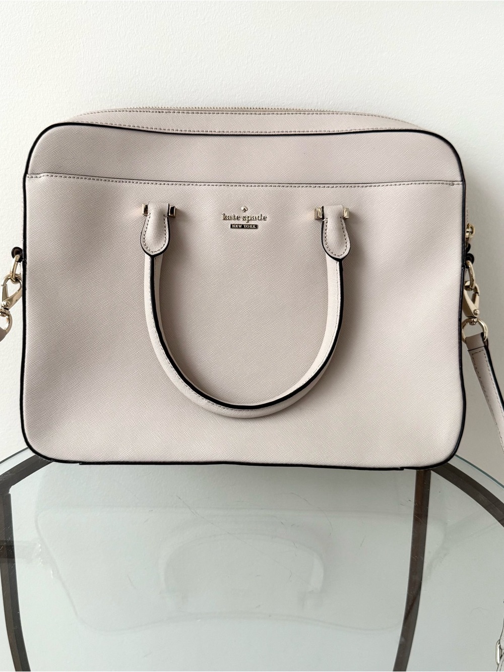 kate spade Cream Leather Satchel with Top Handles